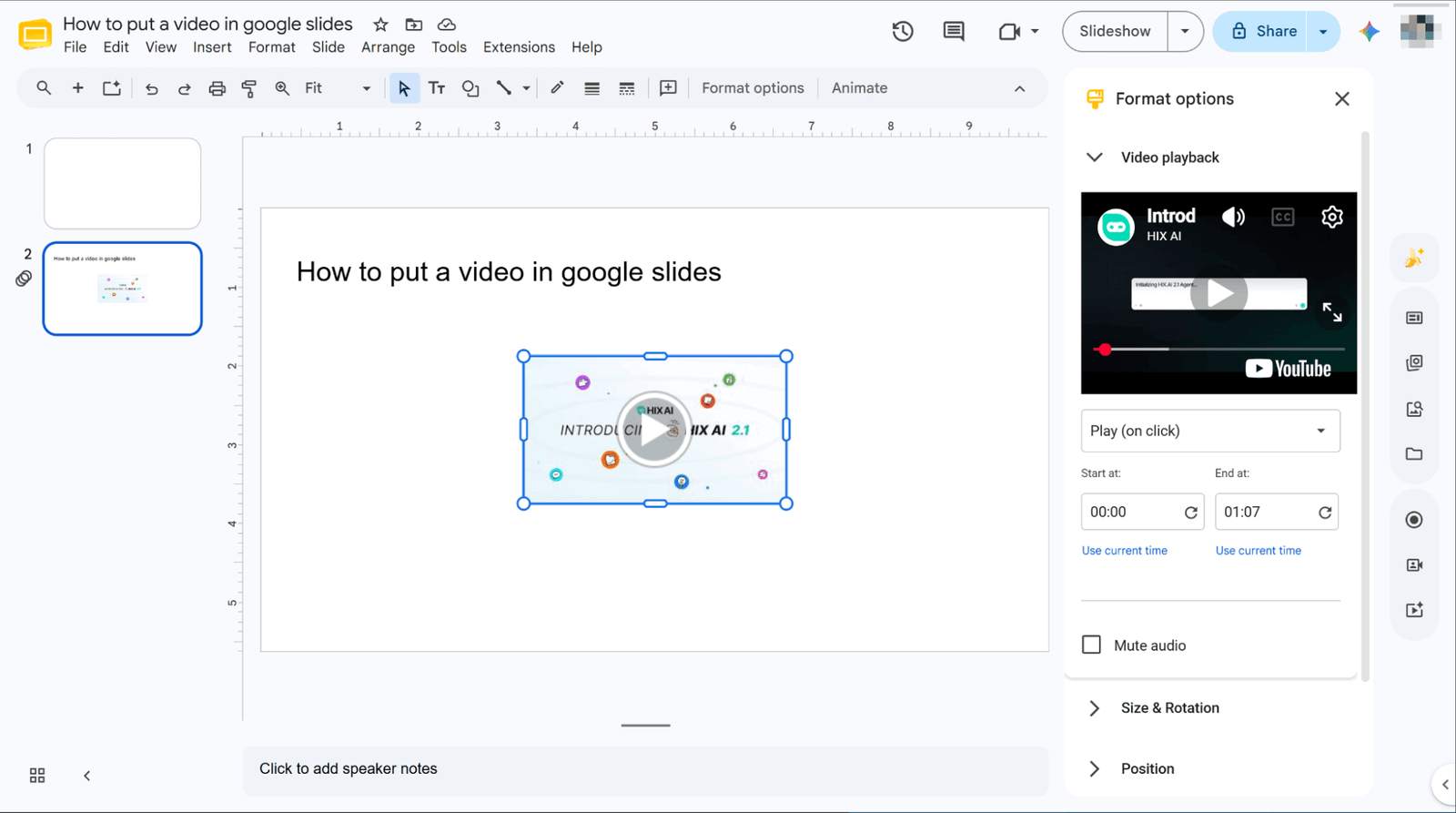 Insérer une vidéo dans Google Slides