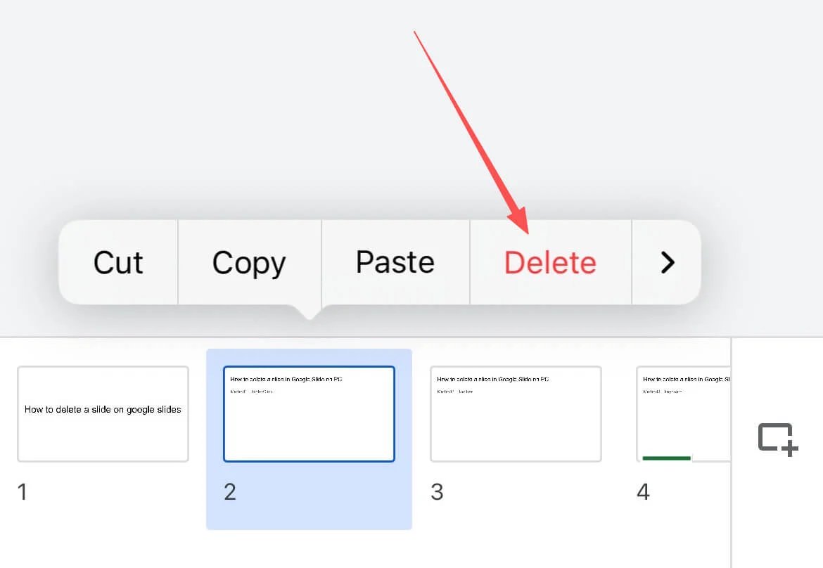 Een dia verwijderen in Google Slides op mobiel