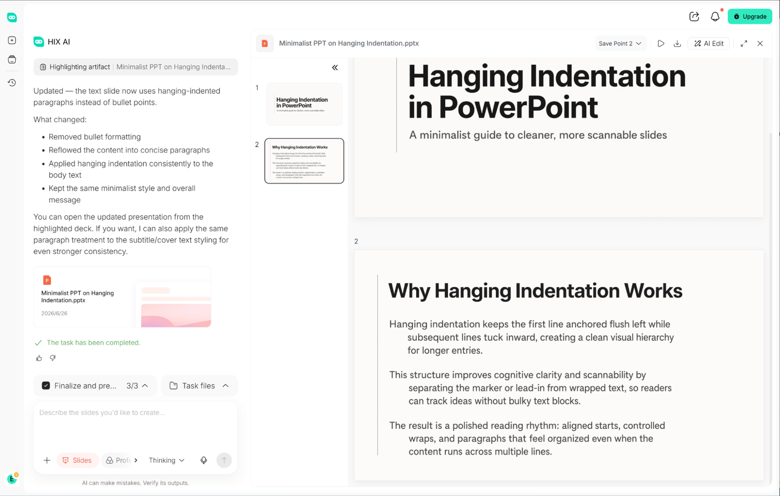 hix ai slides agent