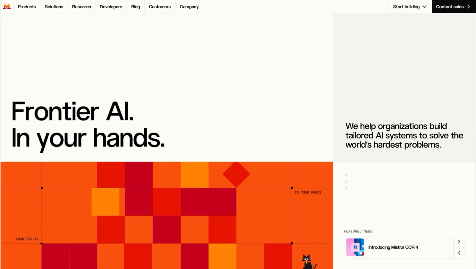 Mistral AI-homepage
