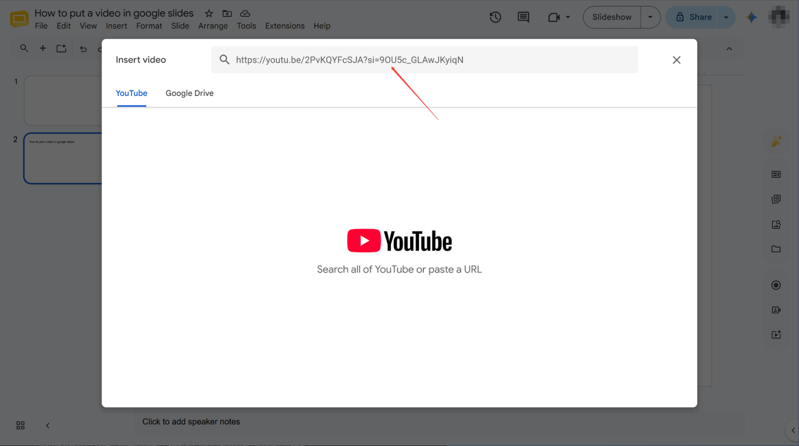 Collez le lien de la vidéo YouTube